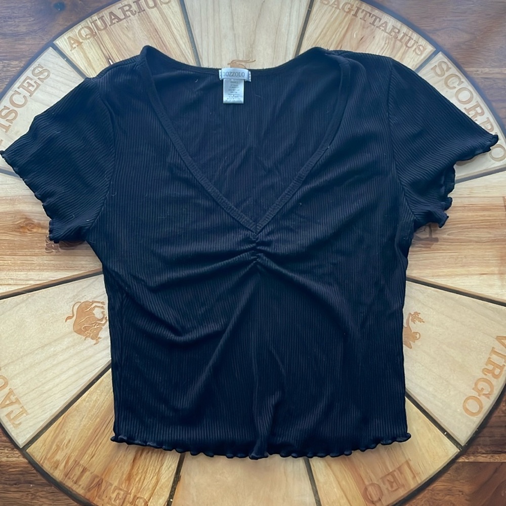 Cropped lattice edge t-shirt